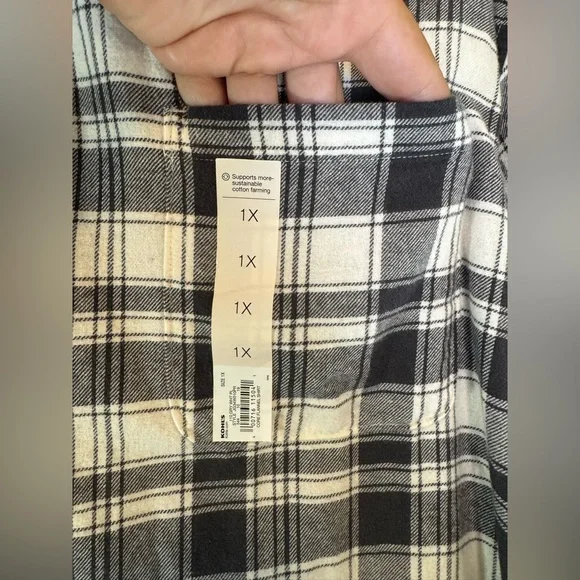 SO Good For Life Plaid Dark Gray, Gray White Flannel Women's Plus Size Sz 1X NWT - Picture 8 of 9
